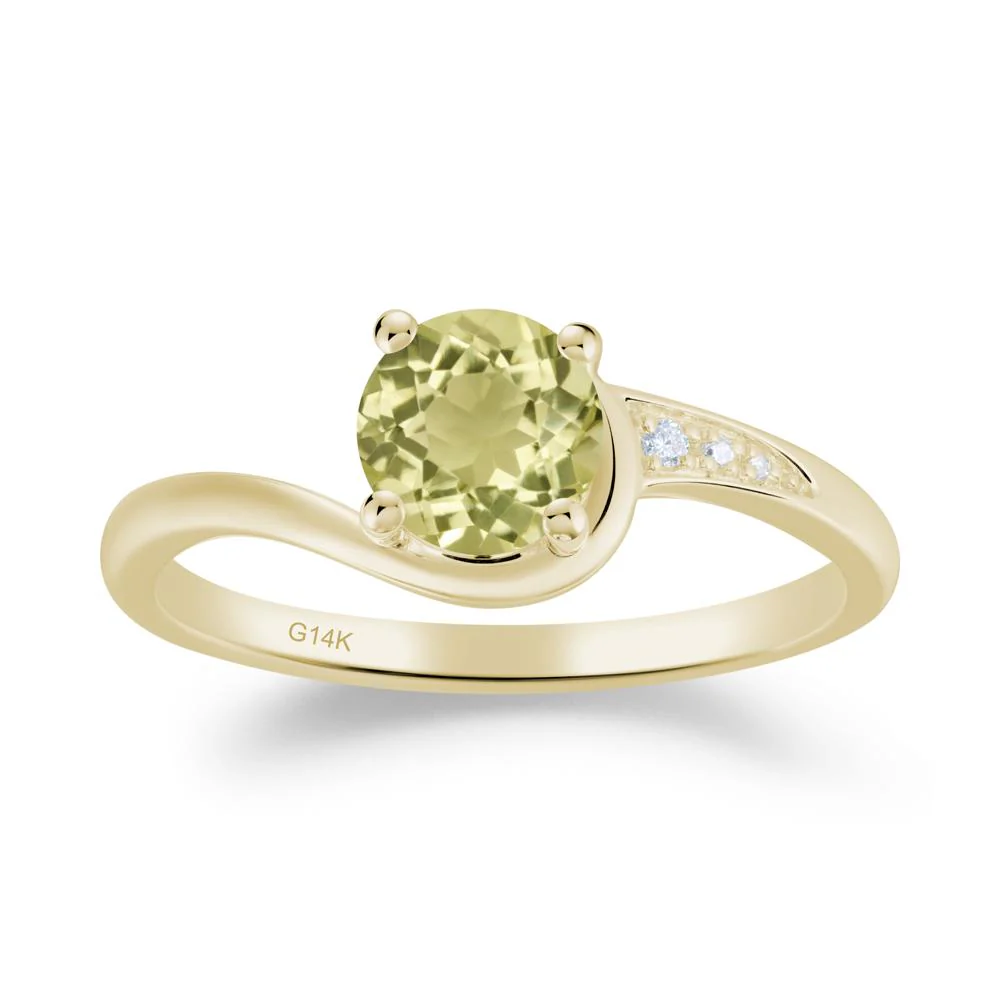 Round Cut Lemon Quartz Bypass Ring - Image 4