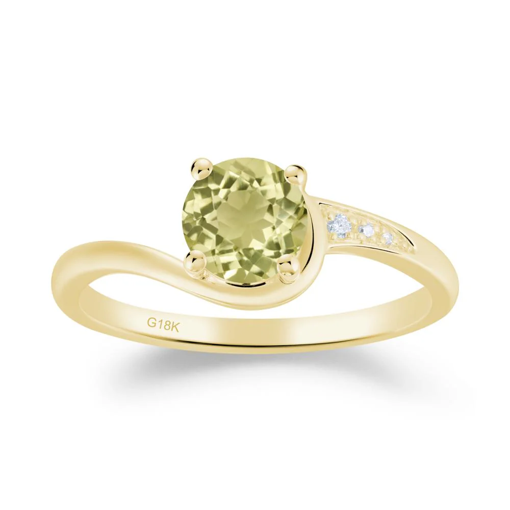 Round Cut Lemon Quartz Bypass Ring - Image 7