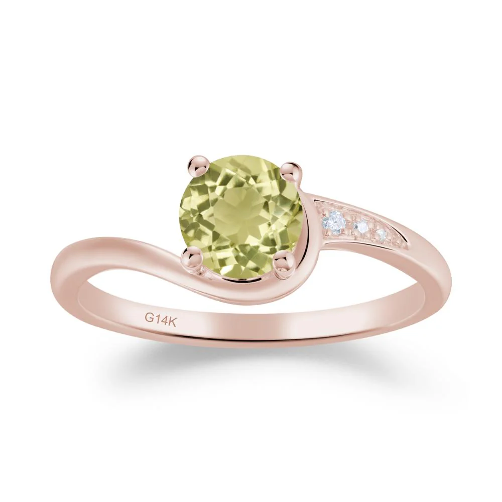 Round Cut Lemon Quartz Bypass Ring - Image 9