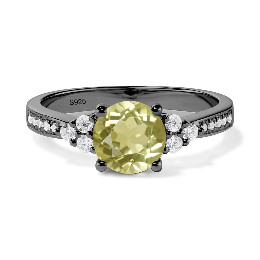 Round Cut Lemon Quartz Engagement Ring - Image 2