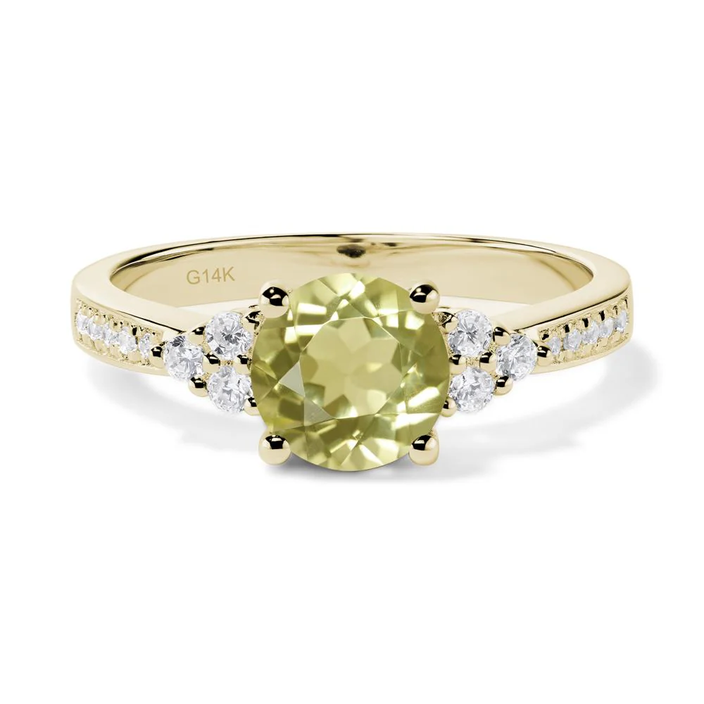 Round Cut Lemon Quartz Engagement Ring - Image 4