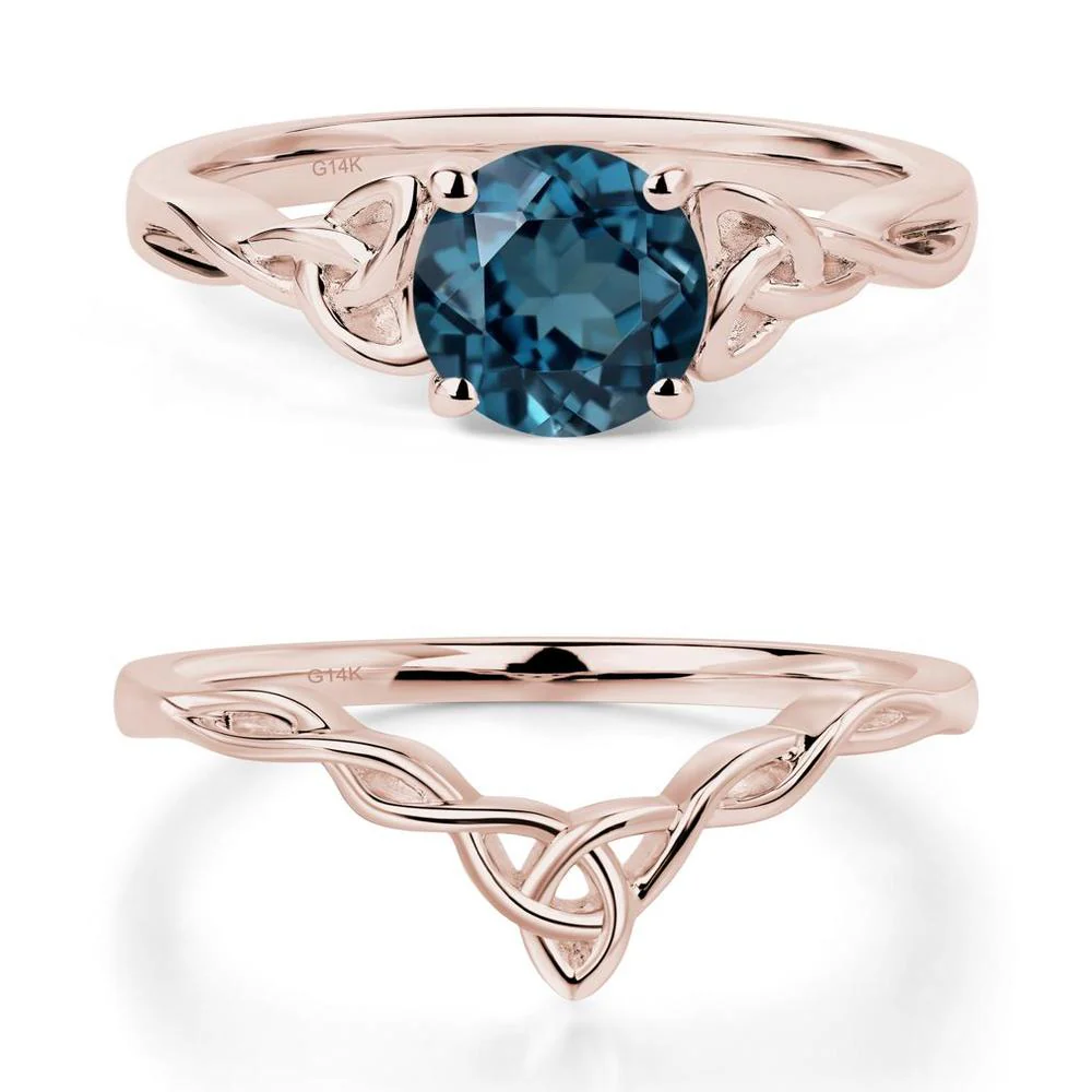 Round Cut London Blue Topaz Celtic Ring - Image 11