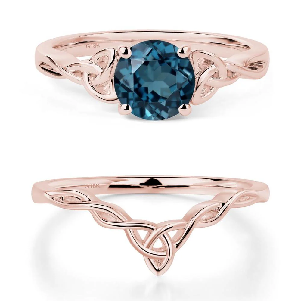 Round Cut London Blue Topaz Celtic Ring - Image 17