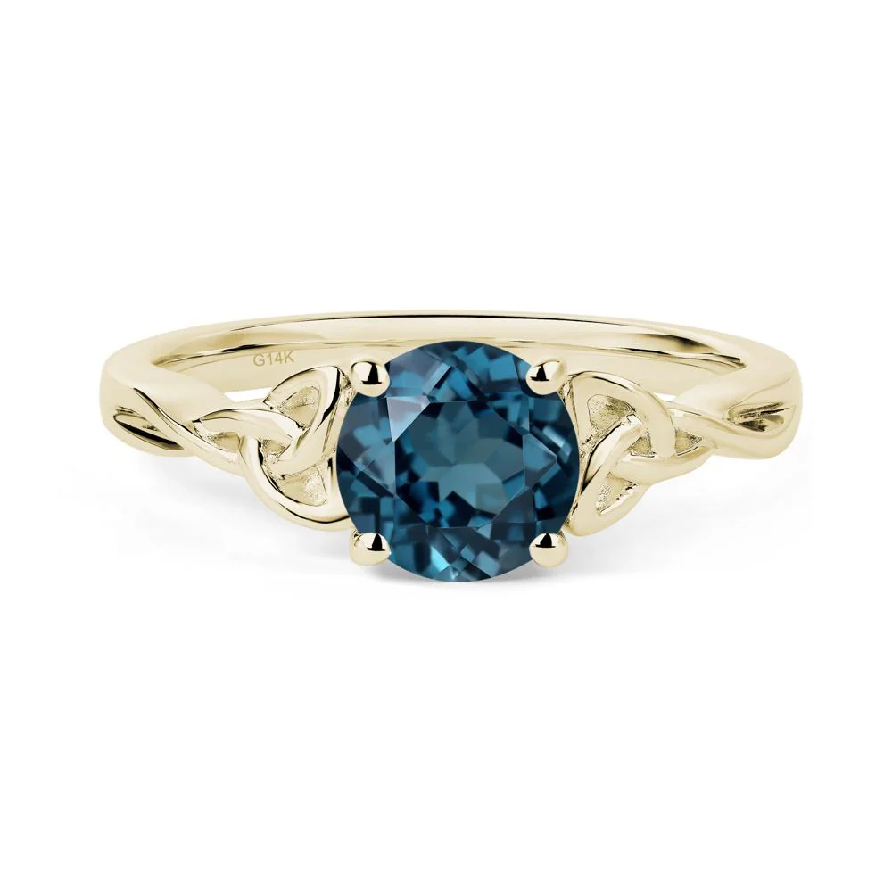 Round Cut London Blue Topaz Celtic Ring - Image 2