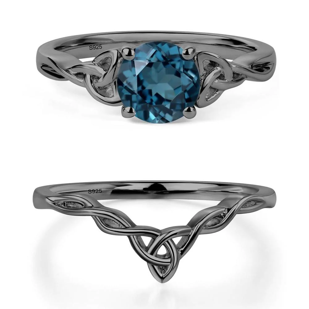 Round Cut London Blue Topaz Celtic Ring - Image 23