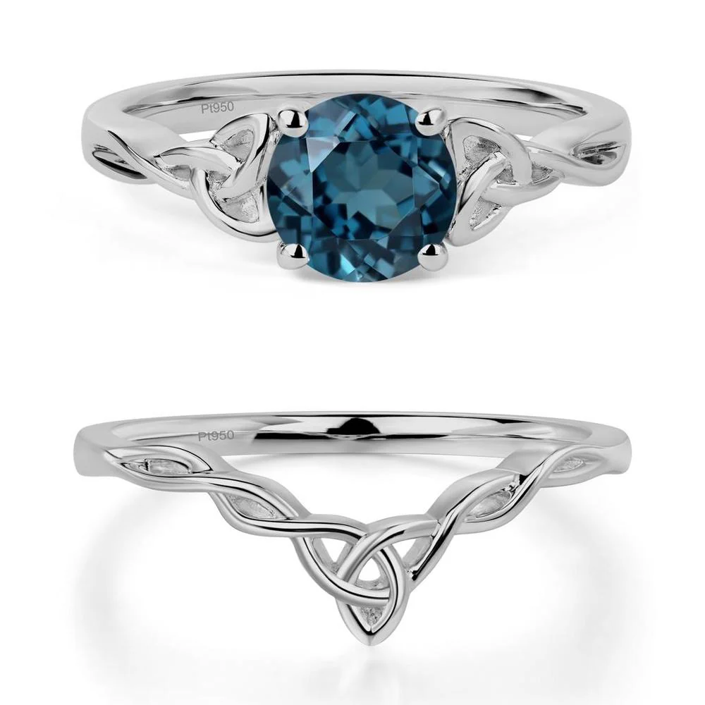 Round Cut London Blue Topaz Celtic Ring - Image 25