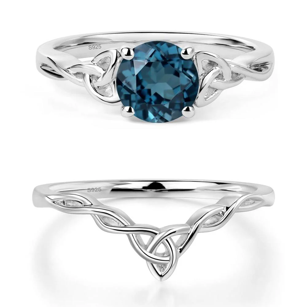 Round Cut London Blue Topaz Celtic Ring - Image 27