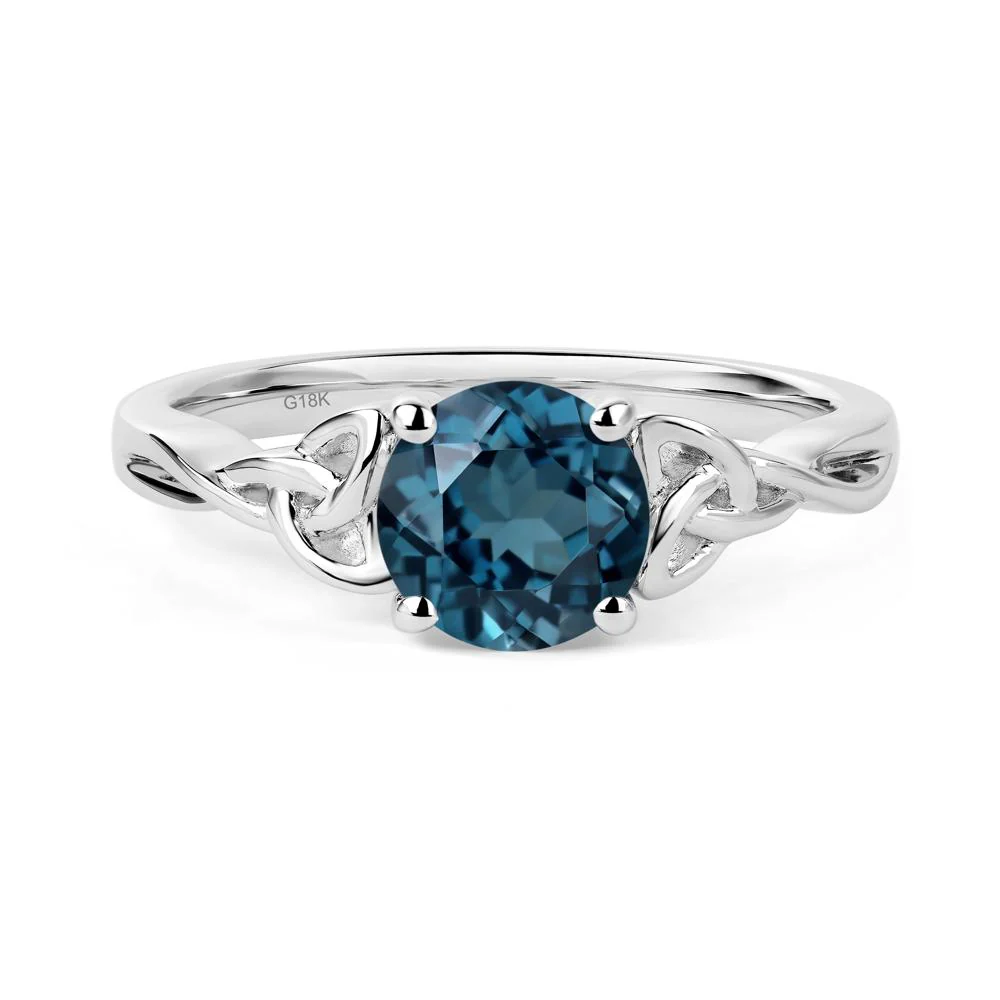 Round Cut London Blue Topaz Celtic Ring - Image 4