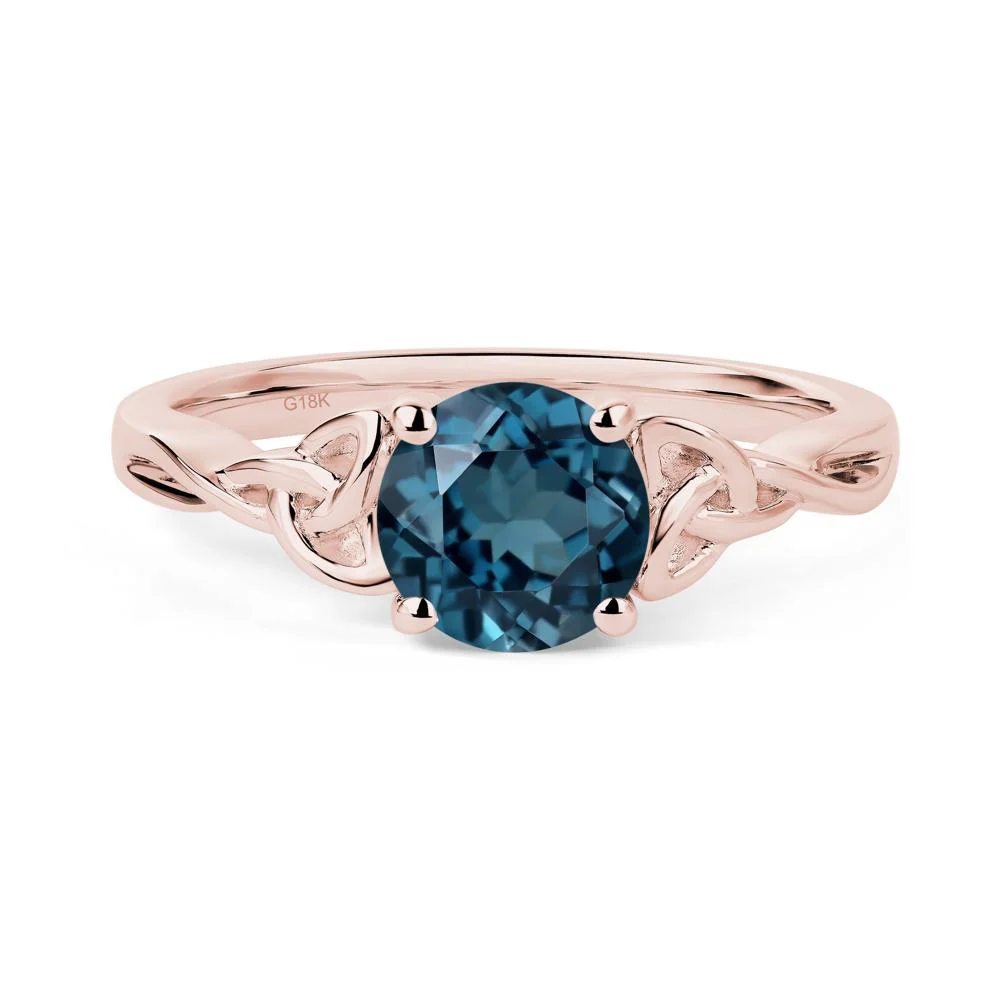 Round Cut London Blue Topaz Celtic Ring - Image 8