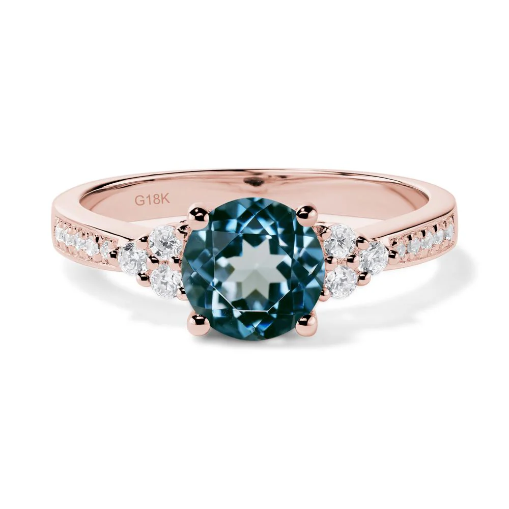 Round Cut London Blue Topaz Engagement Ring - Image 8