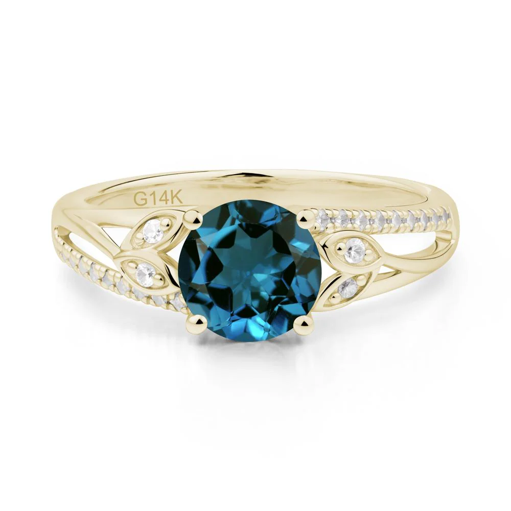 Leaf Inspired London Blue Topaz Engagement Ring