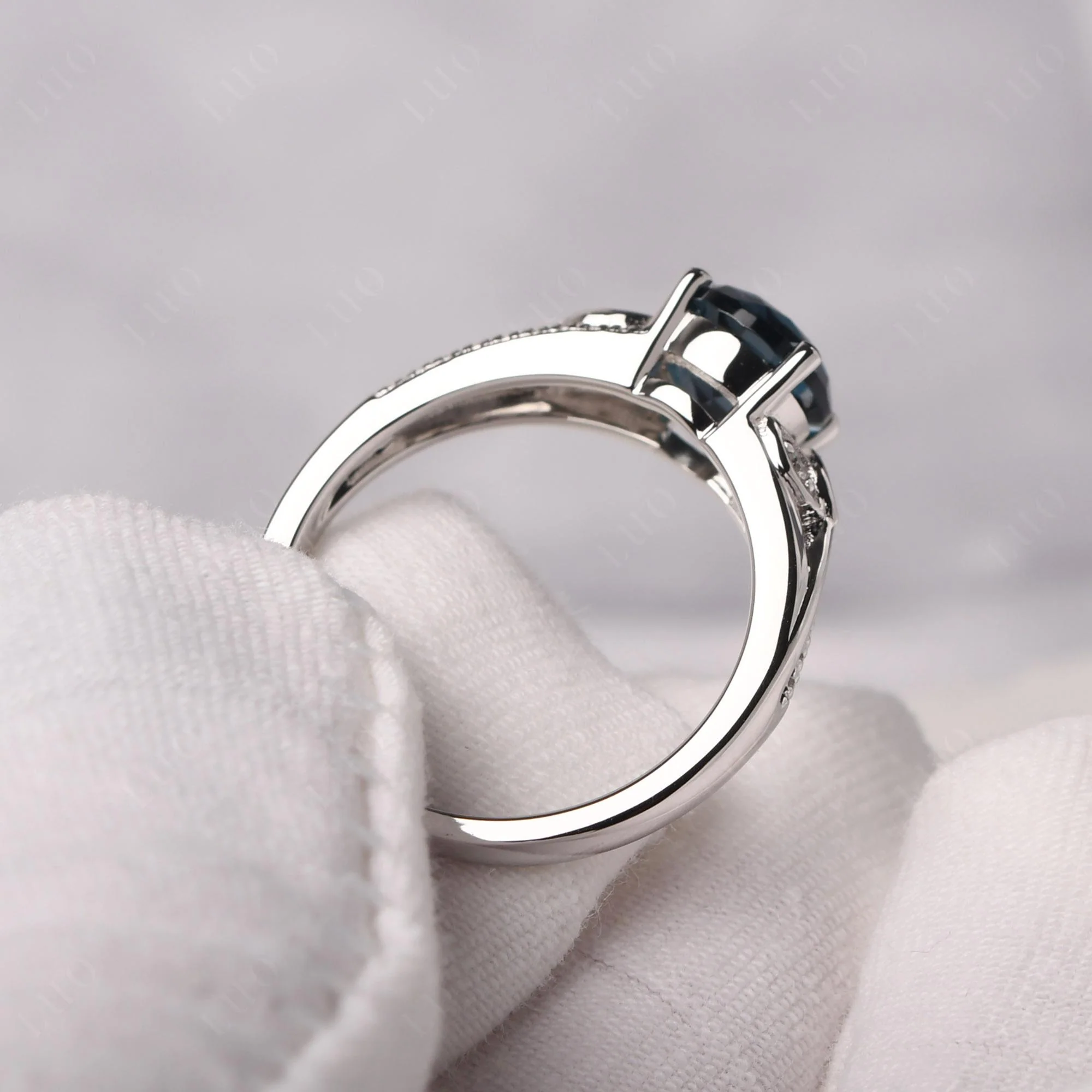 Leaf Inspired London Blue Topaz Engagement Ring - Image 12