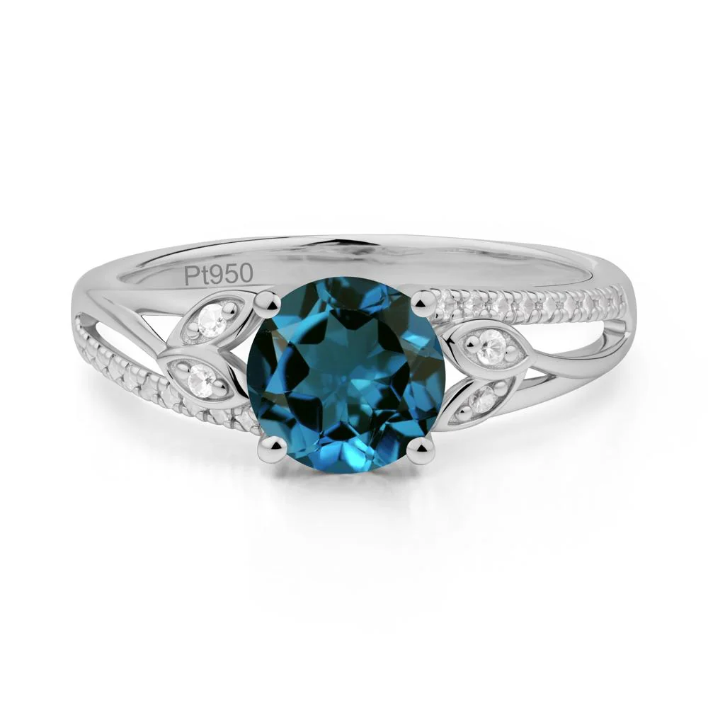 Leaf Inspired London Blue Topaz Engagement Ring - Image 3
