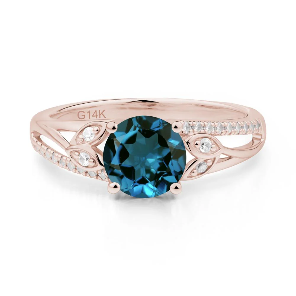 Leaf Inspired London Blue Topaz Engagement Ring - Image 5