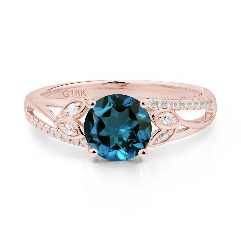 Leaf Inspired London Blue Topaz Engagement Ring - Image 7