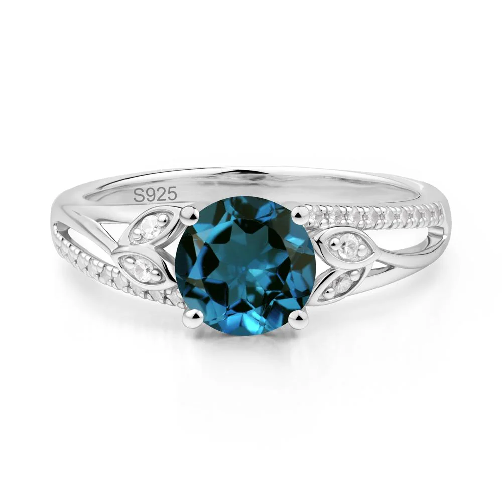 Leaf Inspired London Blue Topaz Engagement Ring - Image 8
