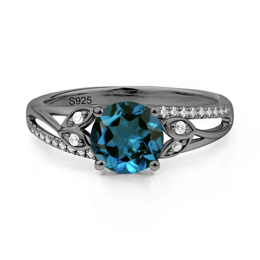 Leaf Inspired London Blue Topaz Engagement Ring - Image 9