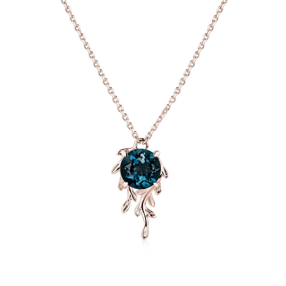 Round Cut London Blue Topaz Necklace