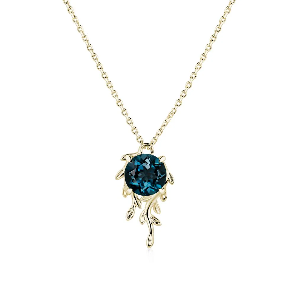 Round Cut London Blue Topaz Necklace - Image 3