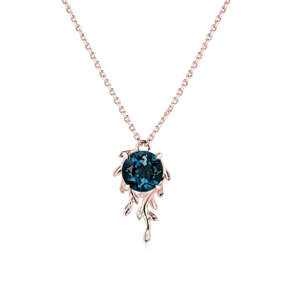 Round Cut London Blue Topaz Necklace - Image 4