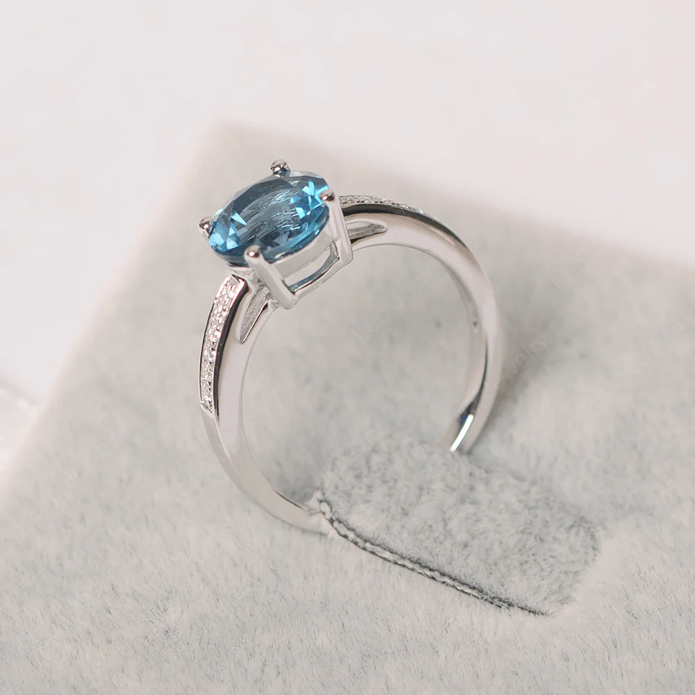 Round Cut London Blue Topaz Ring - Image 3
