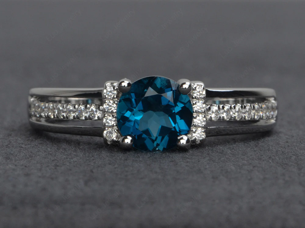 London Blue Topaz Triple Shank Ring