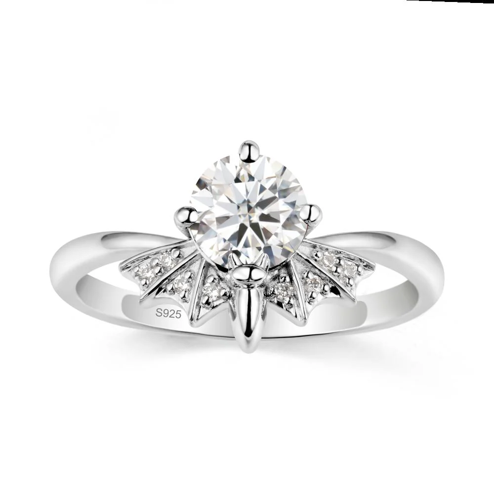 Round Cut Moissanite Bat Ring - Image 9
