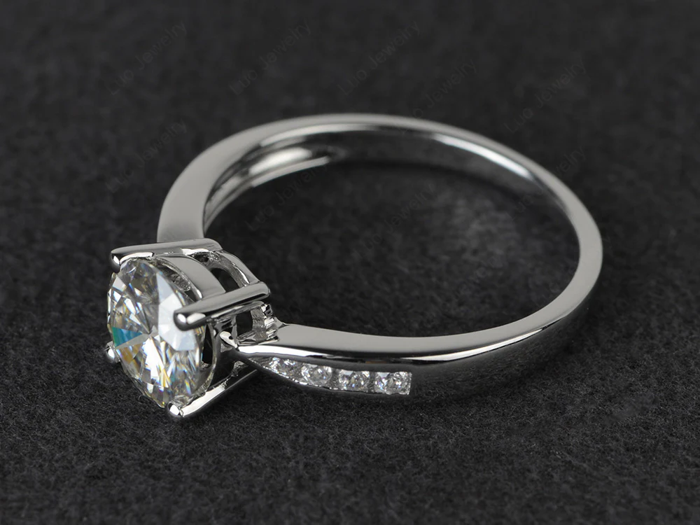 Moissanite Tapered Band Engagement Ring - Image 2