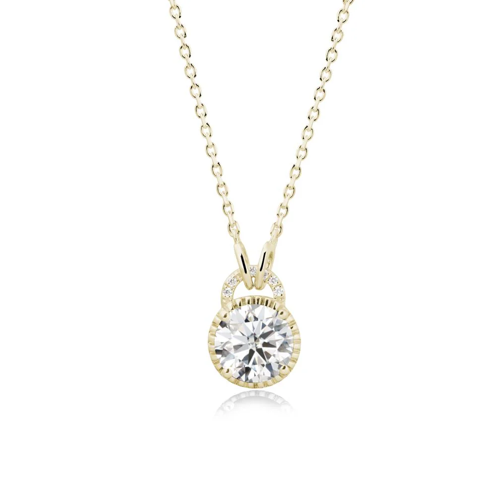 Round Cut Moissanite Halo Pendant Necklace - Image 4