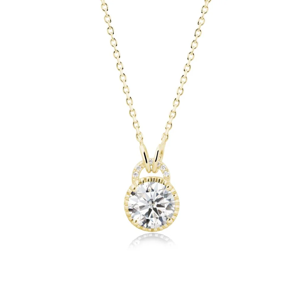 Round Cut Moissanite Halo Pendant Necklace - Image 7