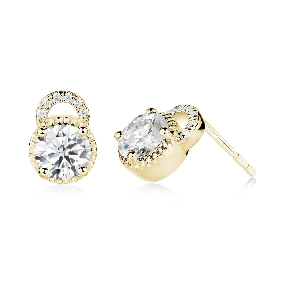 Round Cut Moissanite Halo Stud Earrings - Image 6