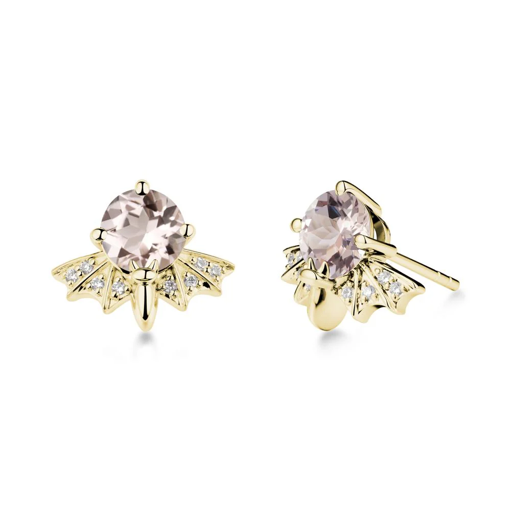 Round Cut Morganite Bat Earrings - Image 6