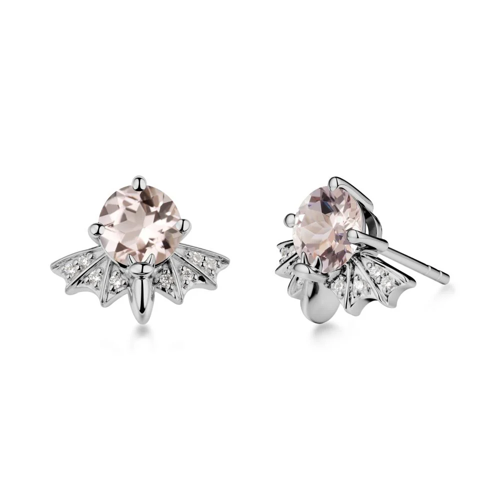 Round Cut Morganite Bat Earrings - Image 8