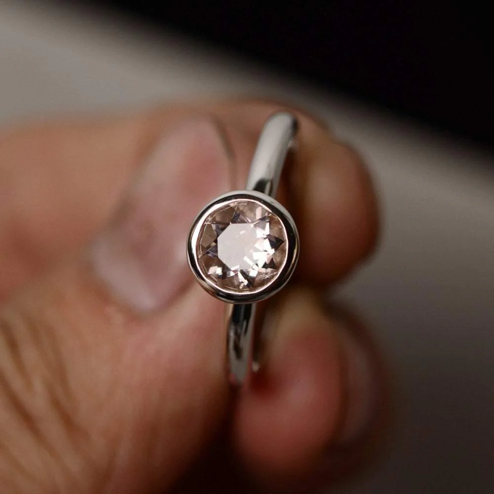Morganite Round Bezel Engagement Ring