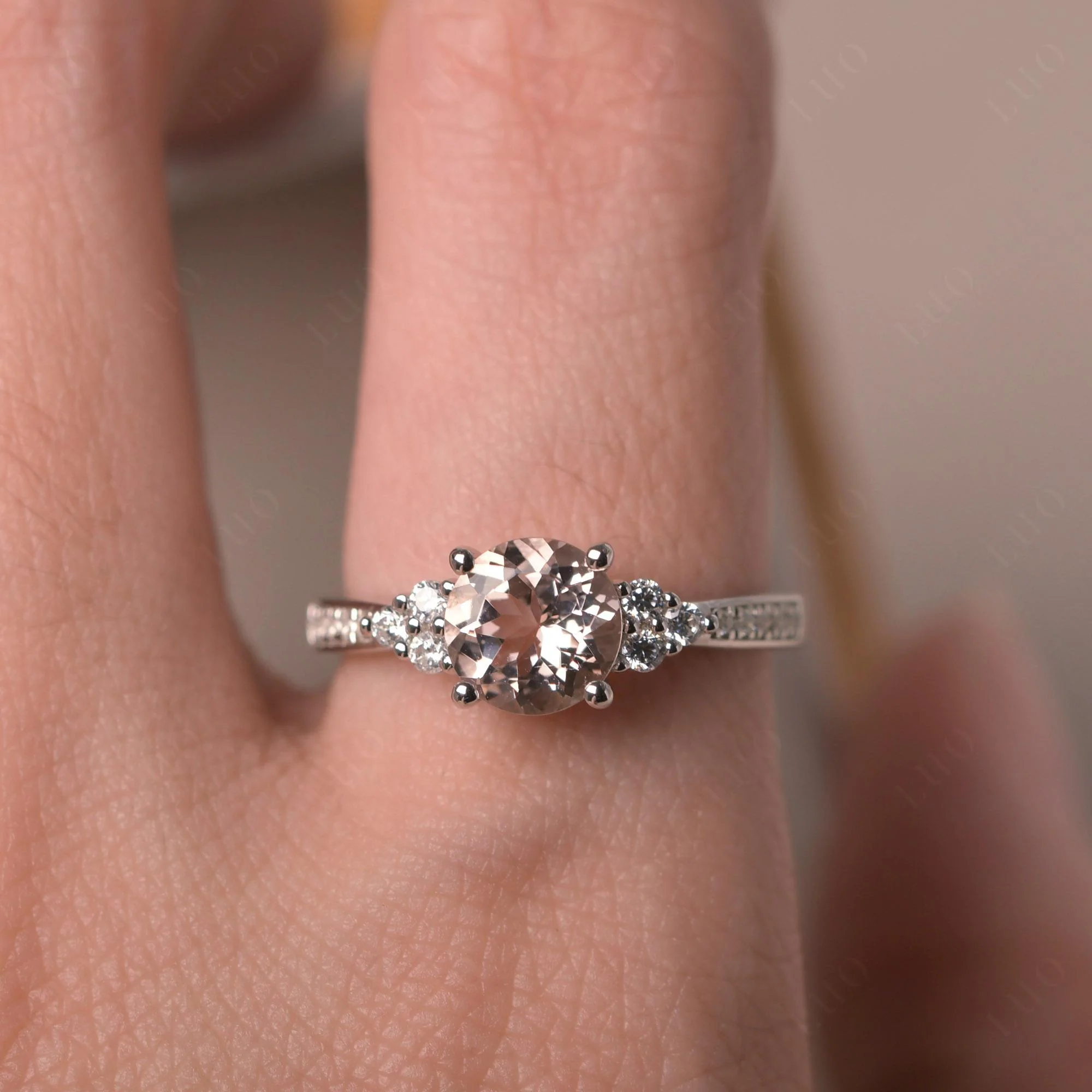 Round Cut Morganite Engagement Ring - Image 33