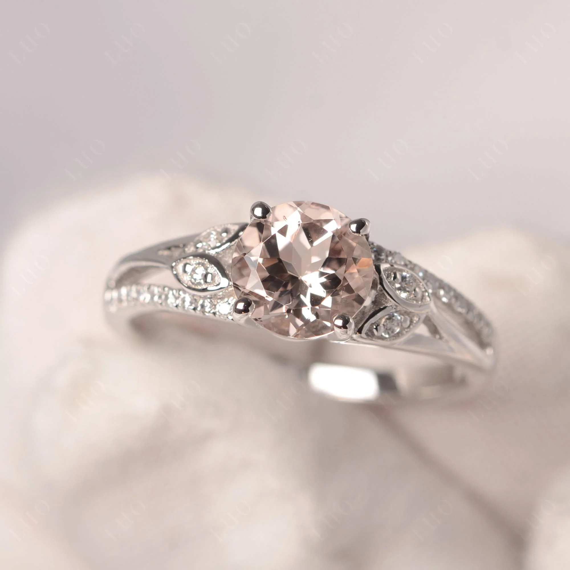 Leaf Inspired Morganite Engagement Ring - Image 10