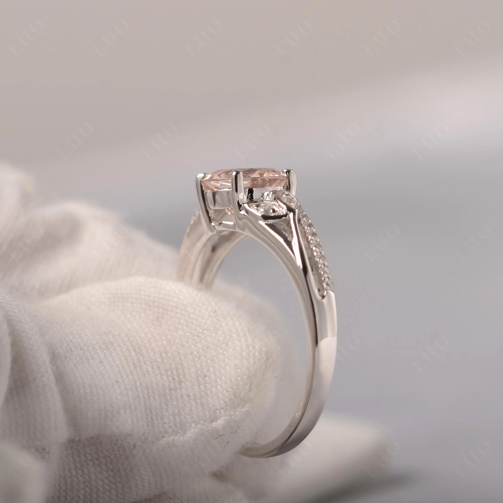 Leaf Inspired Morganite Engagement Ring - Image 13