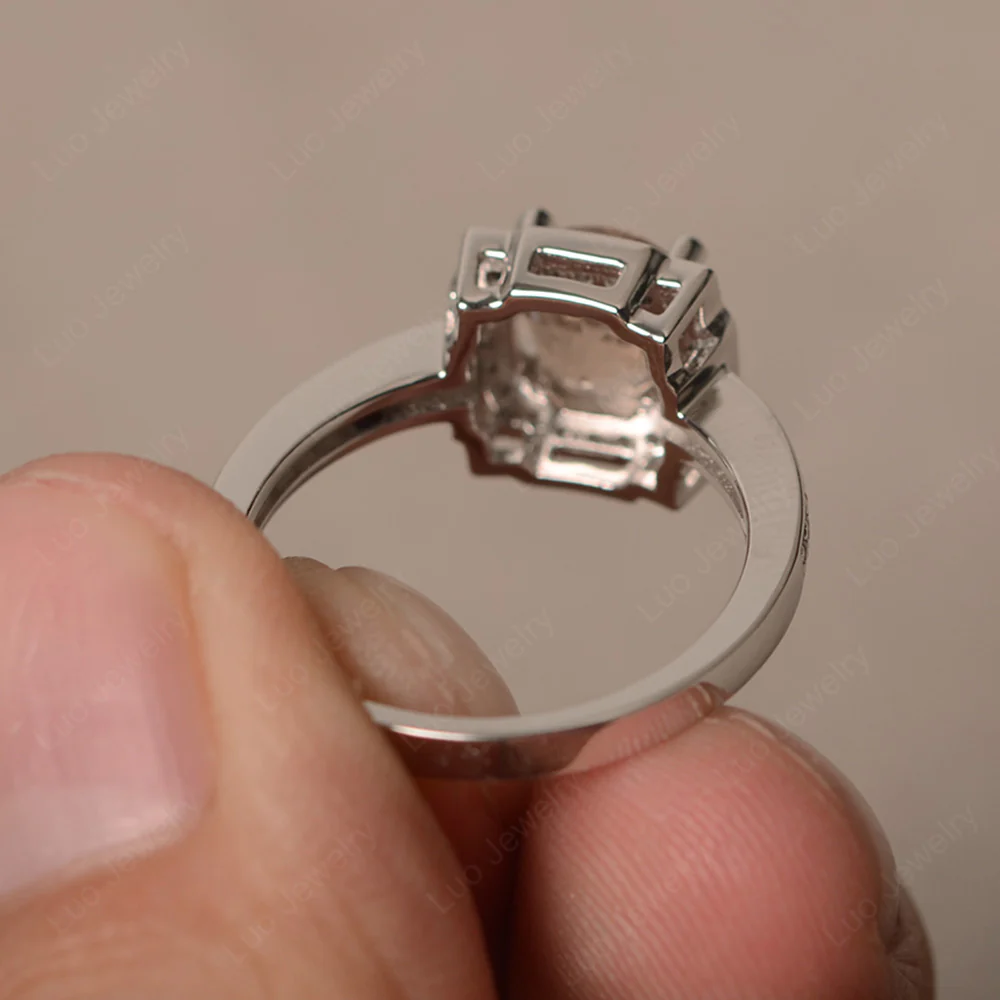 Round Cut Morganite Halo Engagement Ring - Image 2