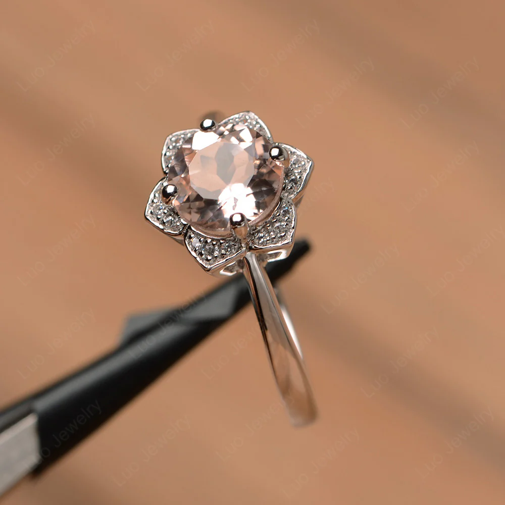 Morganite Lotus Flower Ring - Image 2