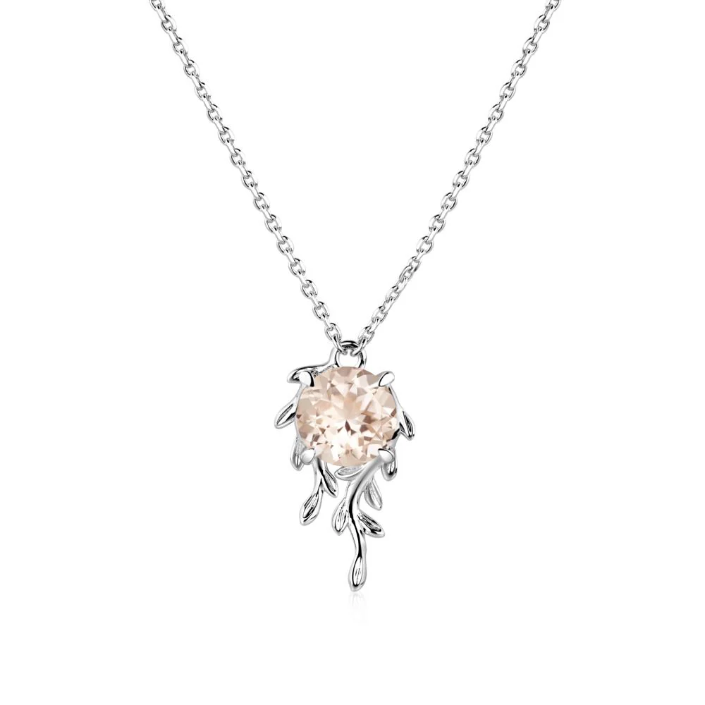 Round Cut Morganite Necklace - Image 9