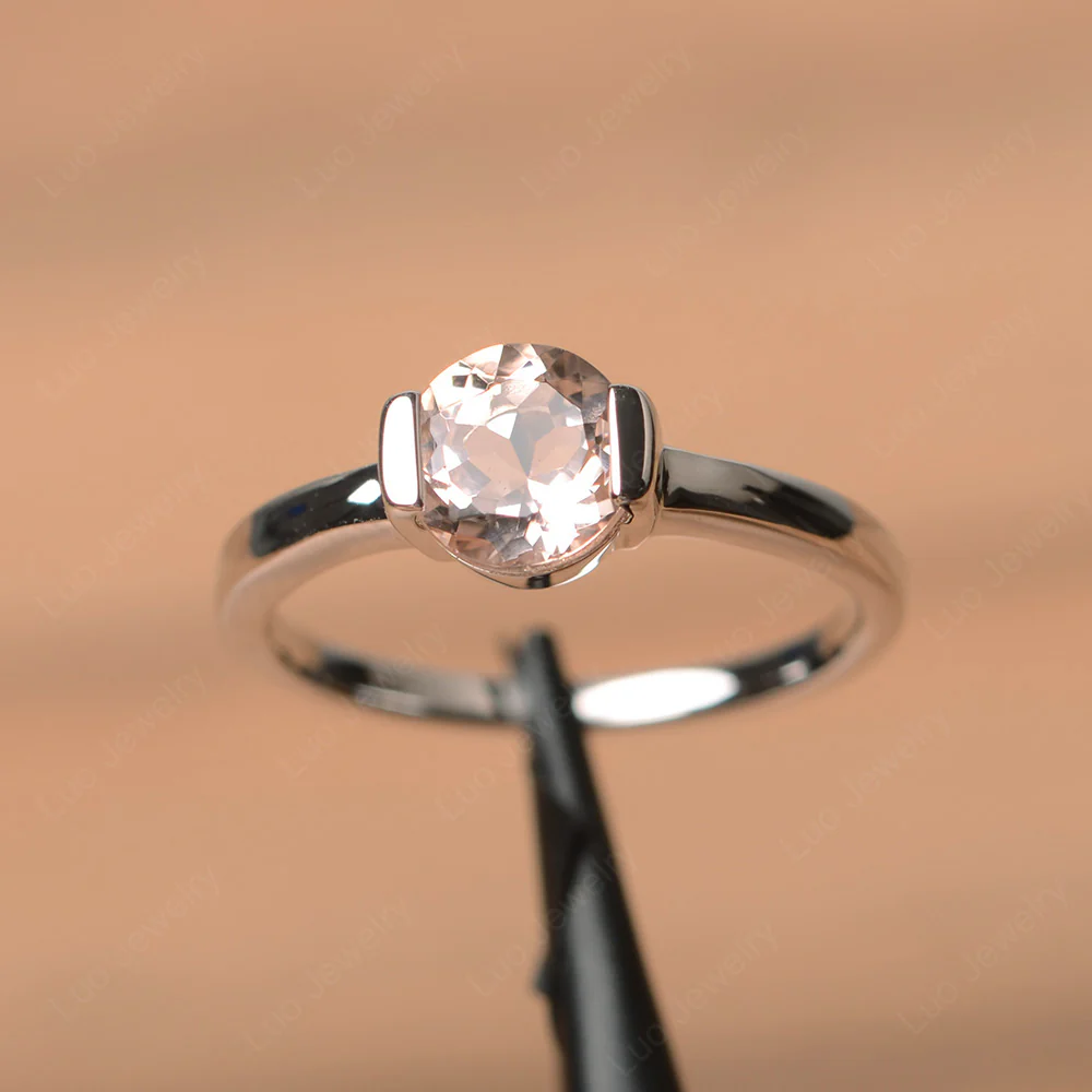 Morganite Half Bezel Engagement Ring