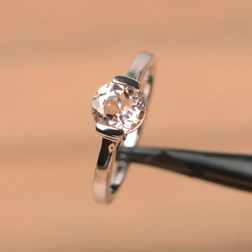 Morganite Half Bezel Engagement Ring - Image 2