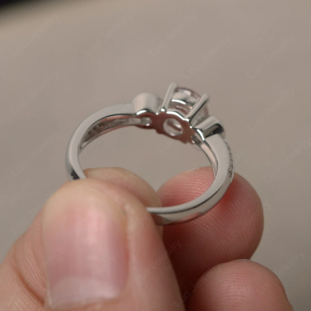 Morganite Ring with Two Row Pave - Image 2