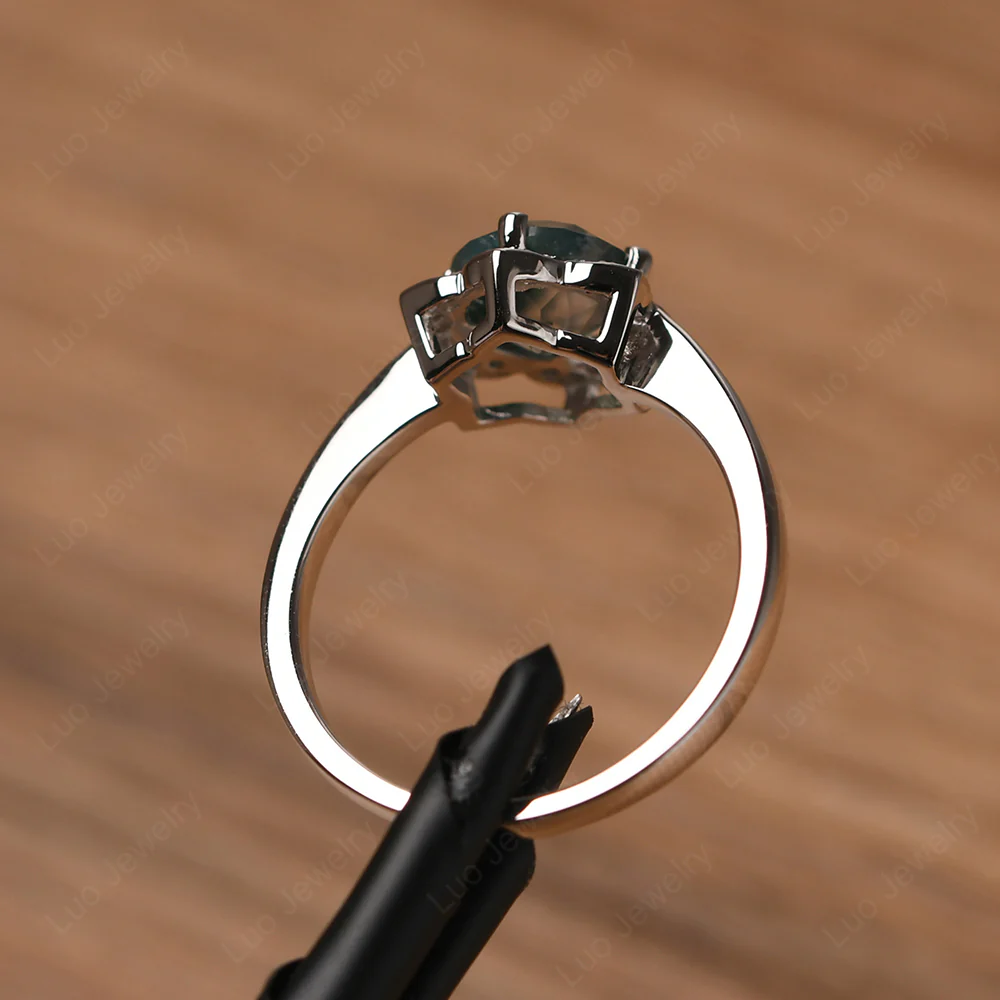Moss Agate Lotus Flower Ring - Image 3