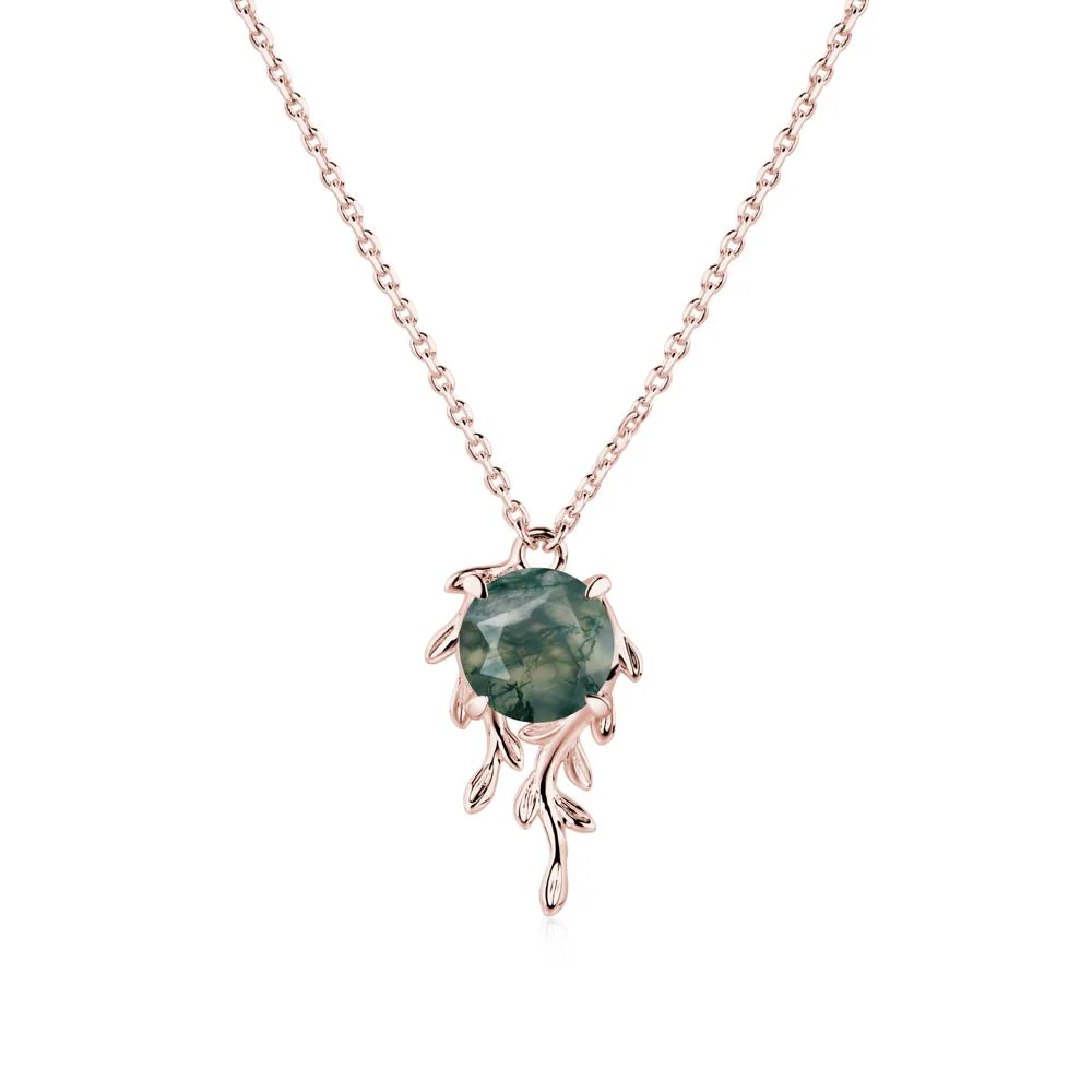 Round Cut Moss Agate Necklace - Image 4