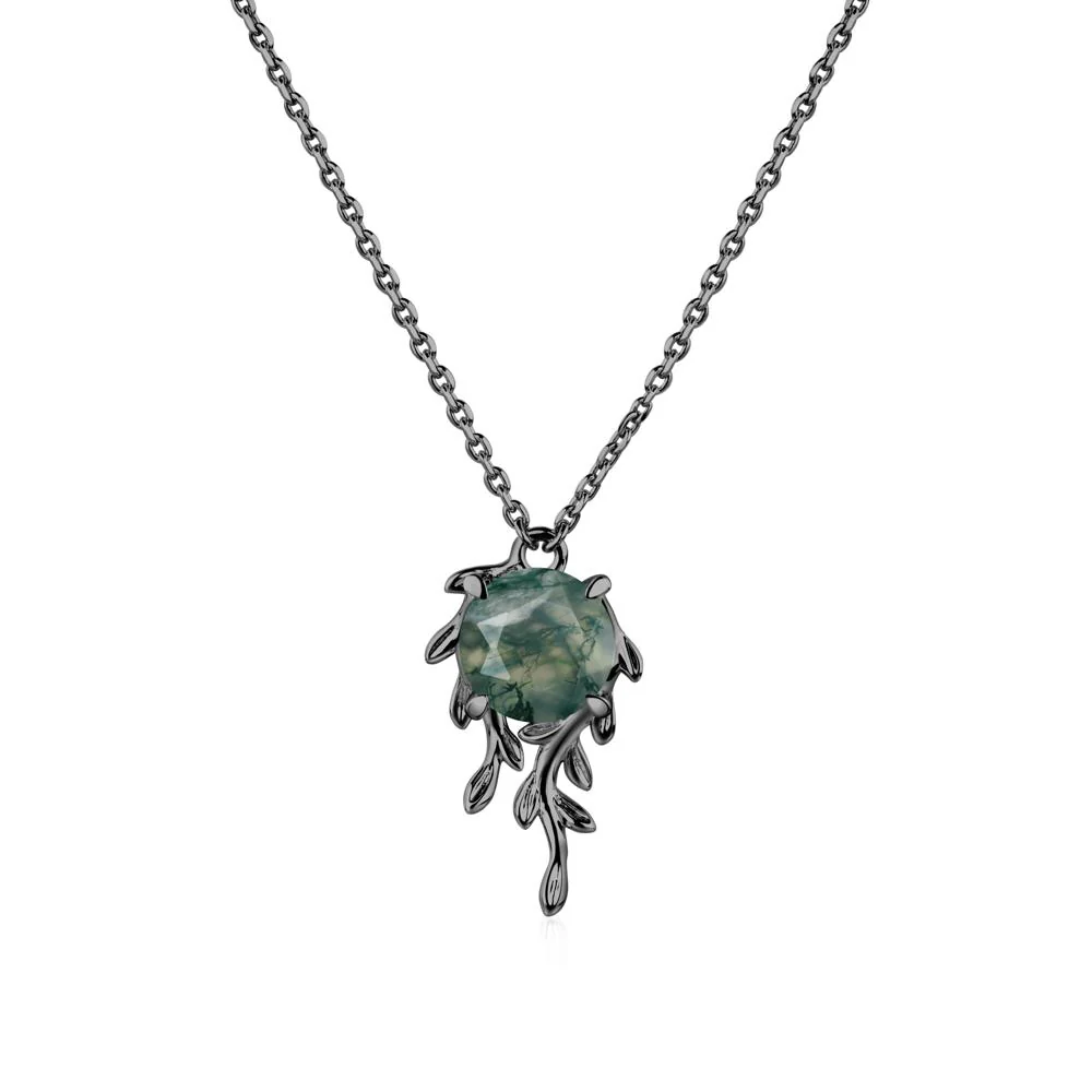 Round Cut Moss Agate Necklace - Image 7