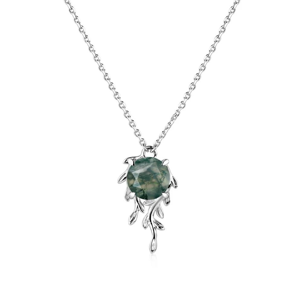 Round Cut Moss Agate Necklace - Image 9