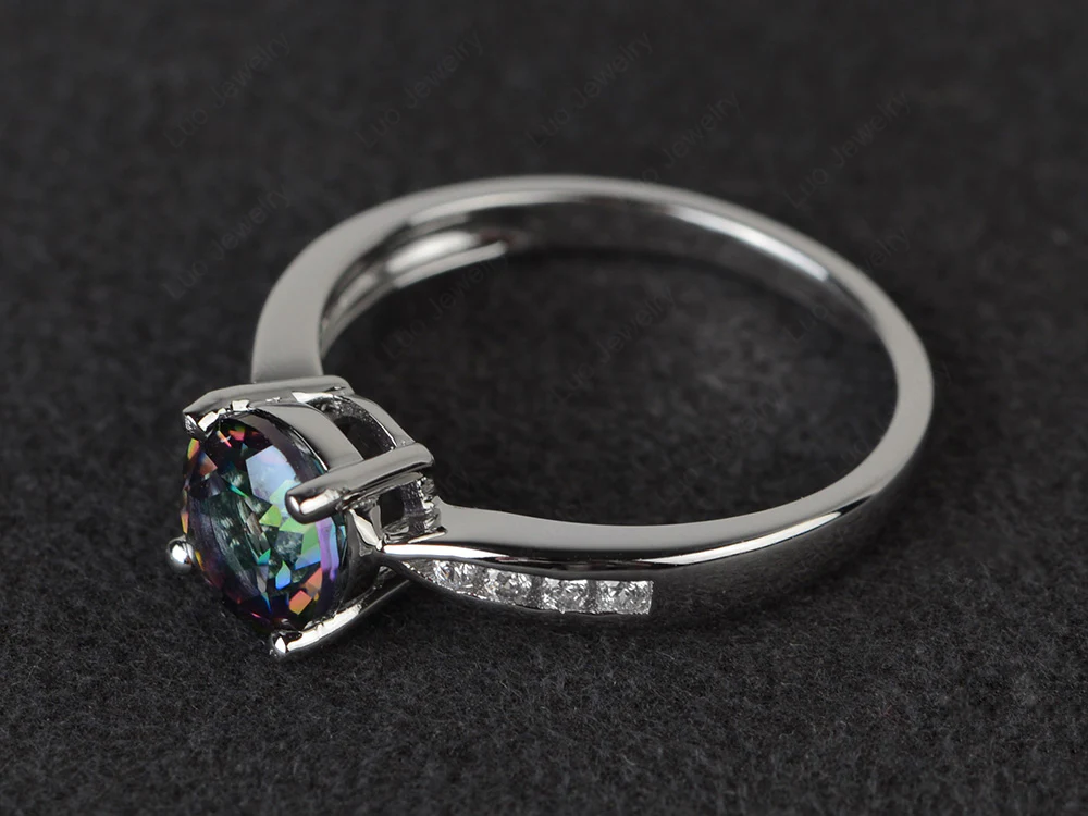 Mystic Topaz Tapered Band Engagement Ring - Image 2