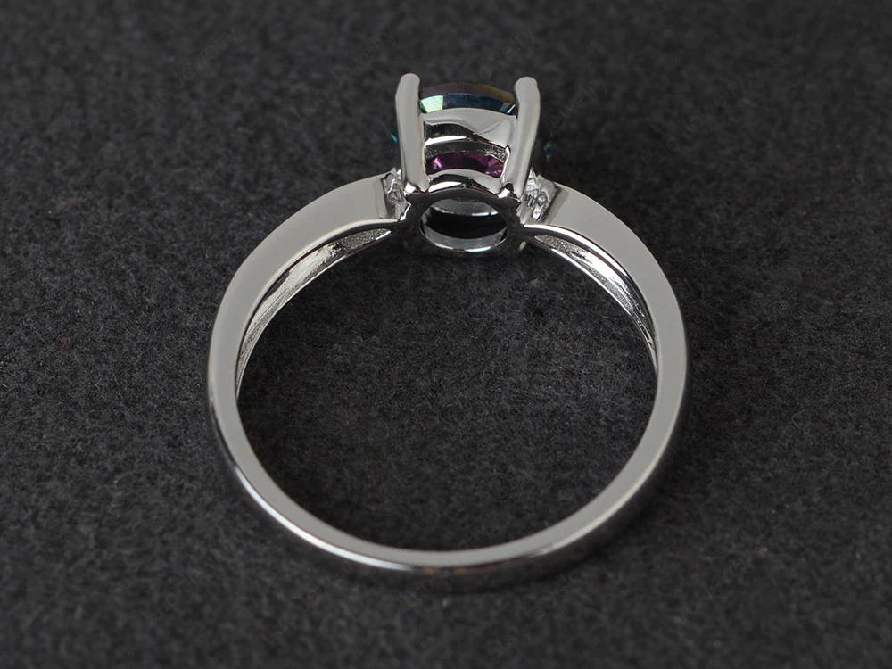 Mystic Topaz Tapered Band Engagement Ring - Image 3