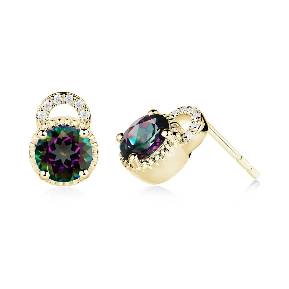 Round Cut Mystic Topaz Halo Stud Earrings - Image 6